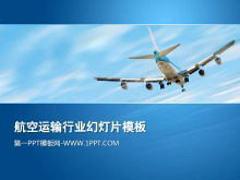Modèle de diapositive avec avion volant dans le fond du ciel