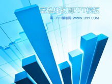 Mavi üç boyutlu istatistiksel grafik arka planı olan mali PPT şablonu