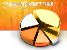 Golden 3D pie chart background data analysis PPT template