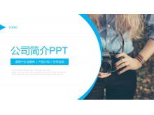 Niebieski szablon PPT profil firmy branży fotografii