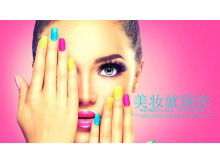 Pink fashion beauty PPT template free download