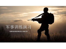 Military defense PPT template with the background of the soldiers on the guard in the field