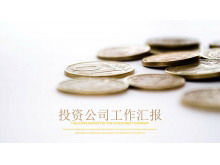 Template PPT investasi keuangan dengan latar belakang koin mata uang
