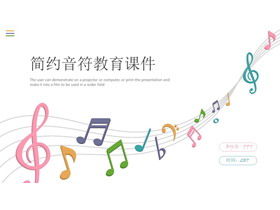 Dynamic music education training PPT template with colorful musical notes background