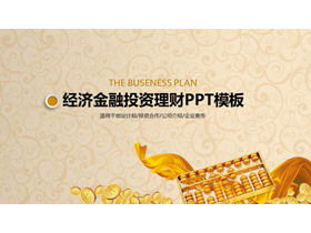 Plantilla PPT de gestión financiera de inversión financiera con fondo de ábaco de moneda de oro