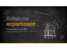 Modello didattico PPT di esperimento di chimica scientifica disegnato a mano di gesso giallo lavagna