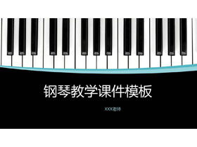 Template courseware pengajaran musik PPT dengan latar belakang tuts piano hitam dan putih