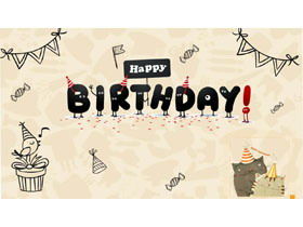 Alles Gute zum Geburtstag PPT Vorlage mit Cartoon Totoro Hintergrund