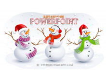 聖誕節PPT模板與三個可愛的雪人背景