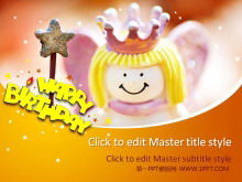 Modelo de apresentação de slides de aniversário com fundo mágico de princesinha
