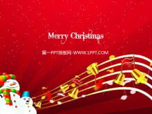 Merry Christmas slideshow template download with musical note snowman background