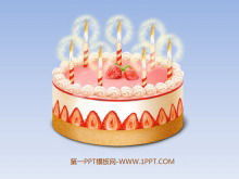 Selamat ulang tahun slideshow template dengan latar belakang animasi PPT kue ulang tahun yang dinamis