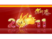 金兔跑背景春节幻灯片模板