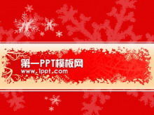 Descarga de plantilla PPT de Navidad de fondo de copo de nieve rojo