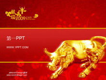 Taurus background ox Chinese New Year PPT template