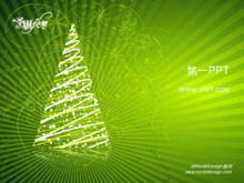 Green pattern background Christmas PPT template download