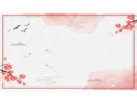 5 pink ink plum blossom PPT background pictures