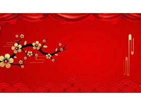 5 red festive New Year's Day PPT background pictures