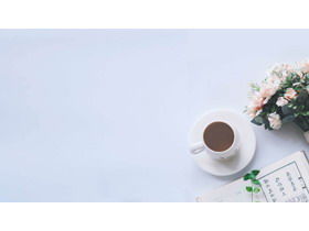 Semplice immagine di sfondo PPT libro fiore tazza di caffè