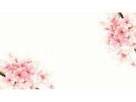 5 gambar latar belakang PPT bunga persik merah muda cat air