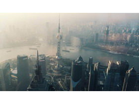 两个上海城市建筑PPT背景图片