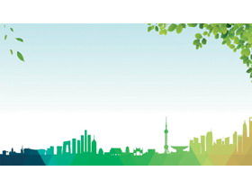Green city silhouette PPT background picture