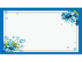 青い水彩花PPT背景画像