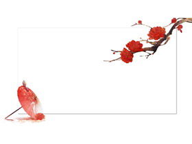 Imagen de fondo de PPT de estilo chino de paraguas de flor de ciruelo hermoso clásico