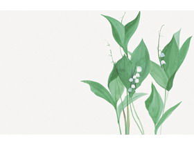Two fresh watercolor plants and green leaves PPT background pictures