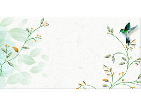 Two watercolor flowers and birds PPT background images