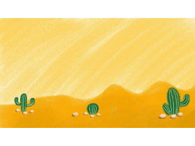 漫画の砂漠のサボテンのPPTの背景画像