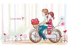 Image d'arrière-plan PPT de dessin animé d'amour