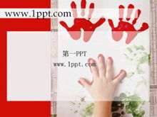 Malen Sie Handabdruckkunst PPT-Hintergrundvorlage herunterladen
