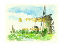 風車の背景画像アート絵画PPT背景テンプレートのダウンロード