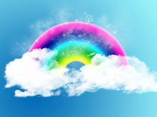 絶妙なダイナミック青空白い雲虹PPT背景画像