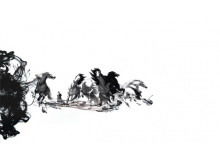 Lukisan tinta "Kuda" gambar latar belakang PowerPoint gaya Cina