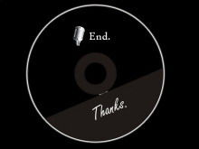 Tampilan slide gambar latar belakang akhir dengan latar belakang CD hitam