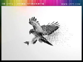 Three black particle eagle PPT illustration material