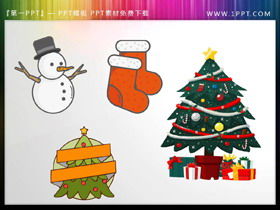 Meia de Natal, árvore de Natal, boneco de neve material PPT
