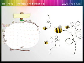Matériel de zone de texte PPT de dessin animé petite abeille