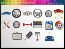 32 materiali per icone PPT relativi alla manutenzione dell'auto