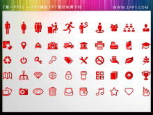100 matériaux d'icône PPT d'affaires plat rouge