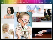 3 sets of financial economy PPT material downloading money banknotes background