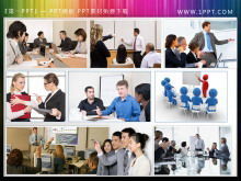 9 personaggi della scena della riunione di formazione aziendale diapositiva materiale illustrativo