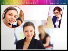 Three exquisite customer service girls PowerPoint material download