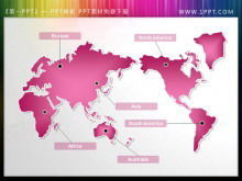 Téléchargement de vignette PPT de carte du monde rose