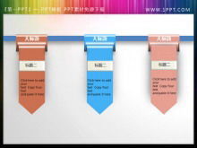 Plantilla de catálogo de PowerPoint - rojo, azul, rosa, tres cintas