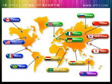 Carte du monde exquise image d'arrière-plan PPT avec le logo du pays