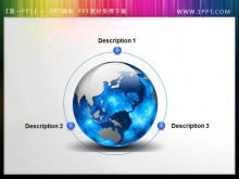 Dua sketsa slide dengan latar belakang globe gaya kristal