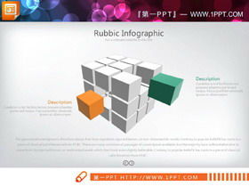 La combinación de cajas tridimensionales enfatizó el gráfico PPT de relación